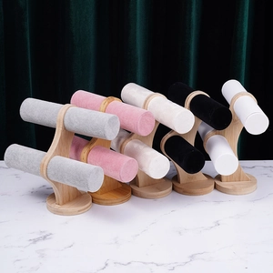 Double-layer bamboo jewelry display stand for bracelets and watches in five colors