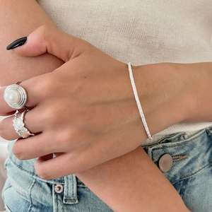 Bracelet jonc minimaliste en argent sterling 925 avec texture papier aluminium chic