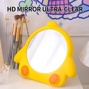 Cute yellow chicken desktop makeup mirror with HD glass and 2-in-1 hanging design