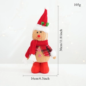 Detailed plush gingerbread man decoration measurements showing 30cm height and 105g weight