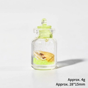 Pendentif bouteille lumineuse avec coquillage, détails de taille 28x15mm et poids 4g