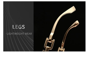 Detail of lightweight gold metal temples with unique chain link design for sun glasses