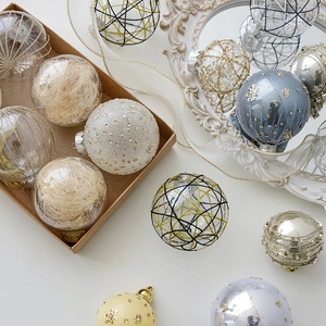 Assorted 8cm Christmas ball ornaments featuring painted patterns and transparent textures
