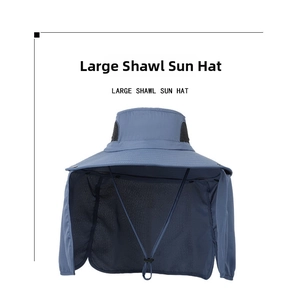 Detail of outdoor sun hat featuring breathable mesh side panels and adjustable chin strap