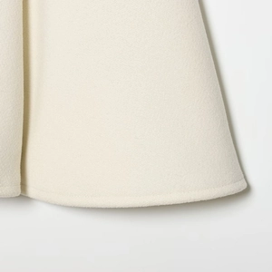 British style white wool cape coat with professional hem stitching and thick texture