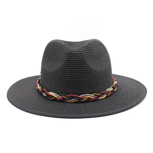 Cappello Di Paglia Fedora Da Donna Con Fascia Intrecciata Multicolore Traspirante Tesa Larga Protezione Solare Estate Spiaggia