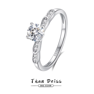 Round Brilliant Cut Moissanite Ring 925 Sterling Silver Floral Petal Promise Engagement Wedding Bands For Women