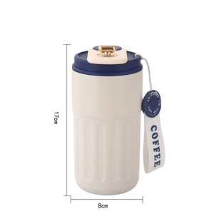 Smart 316 stainless steel coffee tumbler with temperature display in cream white