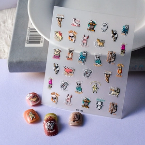Cute Cartoon Animal Nail Art Stickers Self Adhesive 5D Embossed Rabbit Panda Dog Patterns Waterproof DIY Manicure Decals