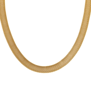 Chic 18K gold plated stainless steel mesh choker necklace with a minimalist woven texture