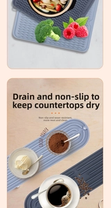Detailed view of non-slip silicone draining mat with wave-shaped texture for water drainage