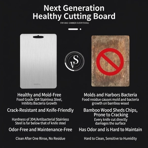 316 Stainless steel cutting board vs moldy wood board antibacterial comparison