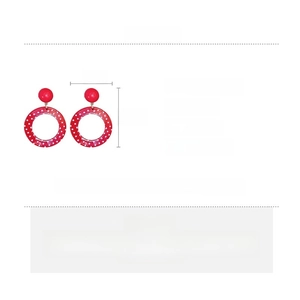 Detailed size specifications for red polka dot resin geometric hoop earrings for women