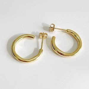 925 Sterling Silver Irregular Wave C Hoop Earrings For Women 18K Gold Plated Minimalist Geometric High Polish Jewelry