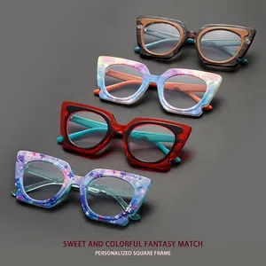 Chic oversized square blue light glasses in various colorful frames for women