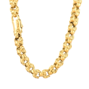 Collier détaillé à maillons tête de mort en acier inoxydable doré style punk