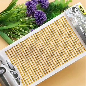 Detailed view of 3mm golden acrylic rhinestone stickers for car DIY decoration