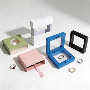 3D Floating Jewelry Suspension Display Transparent PE Film Dustproof Drawer Style Paper Packaging For Ring Necklace