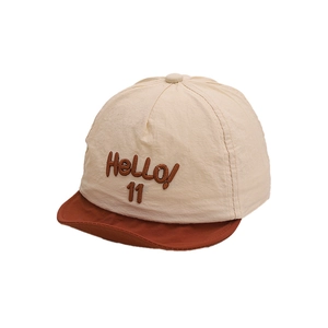 Casquette enfant respirante bicolore beige et caramel avec broderie Hello 11