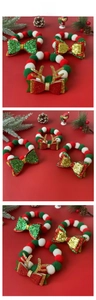Close-up of Christmas pet collars with plush pom-poms and sequined elk antlers