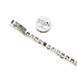 Cute cartoon cat series washi tape roll with creative illustrated patterns for journaling