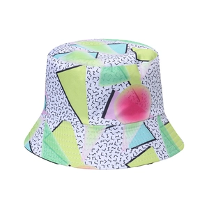 Chapeau bob réversible avec imprimé géométrique diamant en toile style pop art coloré