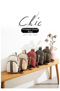 Collection of retro crossbody chest bags with striped straps in five stylish colors