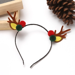 Serre-tête bois de renne de Noël avec pompons en peluche pour décoration de fête festive