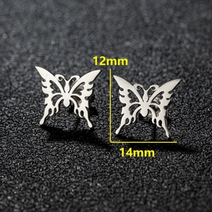 Minimalist silver butterfly stud earrings in hollow origami style made of stainless steel