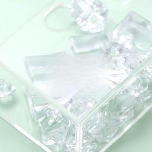 Sarcasm series black enamel pin with funny quote in clear acrylic box and ice props