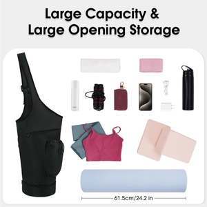 Sac de yoga grande capacité avec poche humide et porte-bouteille, longueur 61,5cm