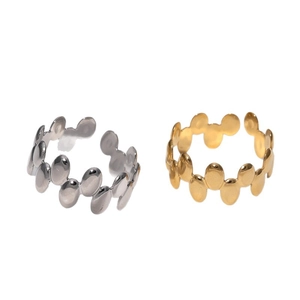Polished stainless steel irregular dotted rings in gold and silver finish