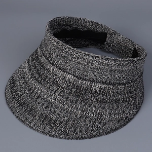 Chapeau de soleil tricoté pour femme à large bord et sommet ouvert en gris chiné