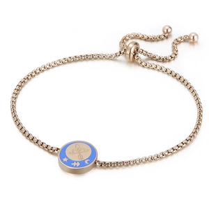 Bracciale zodiacale in oro rosa con moneta Sagittario e catena a trazione regolabile