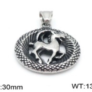 Pendentif Capricorne rétro en acier inoxydable avec bordure tressée pour homme