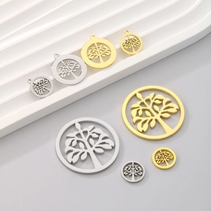 Polished silver and gold tree of life stainless steel pendants in multiple sizes