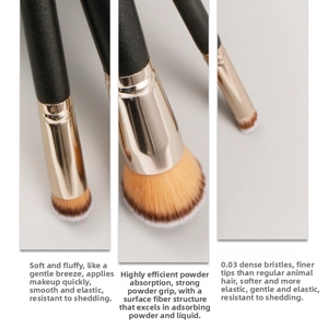 Detail of 0.03mm dense synthetic bristles showing soft texture and high powder absorption