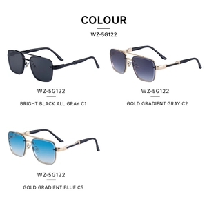 Detailed color options of vintage square sunglasses with metal frames and gradient lenses