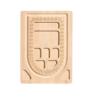 Macro view of bamboo jewelry bead board featuring engraved U-shaped scale for DIY sizing