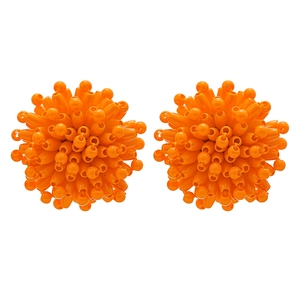 Vibrant orange floral stud earrings with radiant beaded design and silver needles