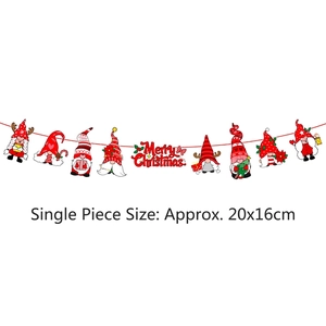 Christmas gnomes banner with Merry Christmas signs, 20x16cm festive party garland