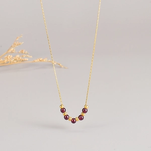 Collana Pendente In Granato Naturale Lapis Lazzuli Acciaio Al Titanio Placcato Oro 18K Catena Di Clavicola Elegante Donna