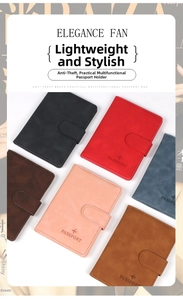 Slim RFID passport holder collection in various colors with secure buckle closure