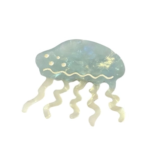 Cute blue jellyfish hair clip with marble texture and pearl finish ocean series hair accessory
