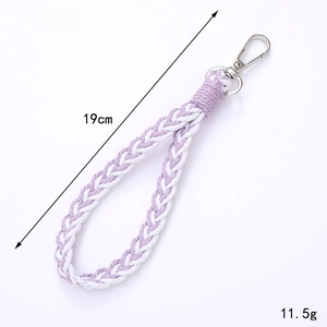 Purple and white braided wrist strap with silver metal clasp, length 19cm and weight 11.5g