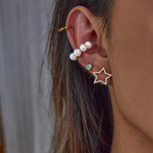 Sparkling Star Rhinestone Stud Earrings With ABS Artificial Pearl Back Stopper And Stainless Steel Earring Post For Women Elegant Jewelry