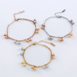 Elegant stainless steel bead bracelets in gold, silver and rose gold with frosted finish