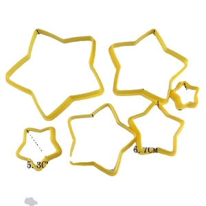 6-piece yellow star-shaped cookie cutters in various sizes for baking fondant