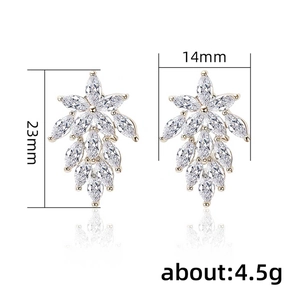 Sparkling marquise cubic zirconia leaf drop earrings with dimensions 23mm by 14mm