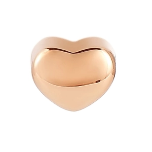 Minimalist rose gold heart pendant with smooth metallic finish on white background